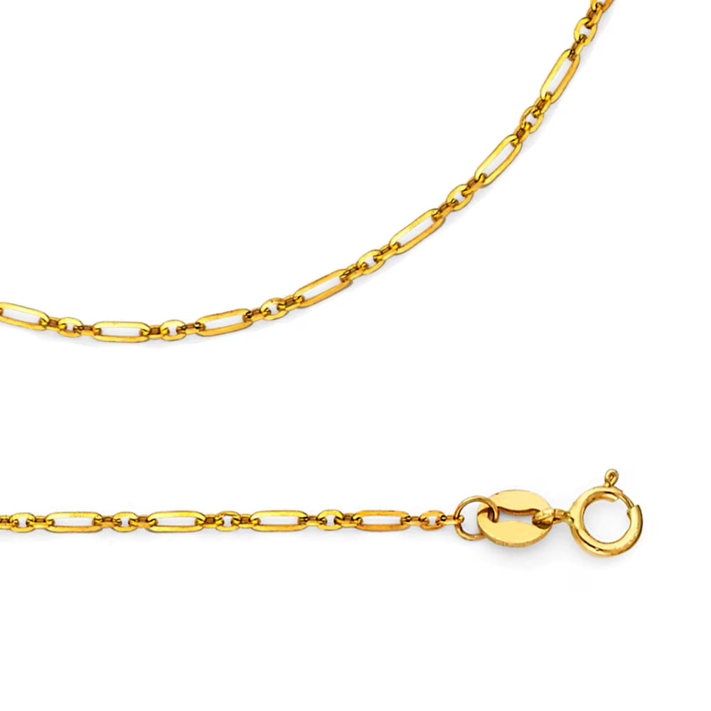 Solid 14k Yellow Gold Necklace Cable Chain 1.3 mm 16 inch Z332825