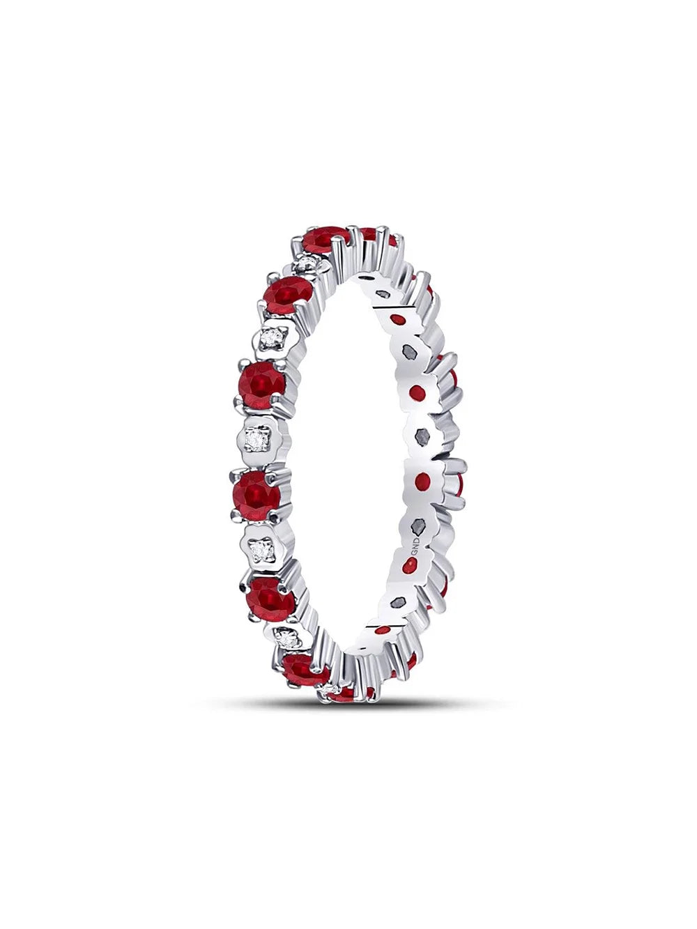 10kt White Gold Ruby Diamond Eternity Band Ring H326