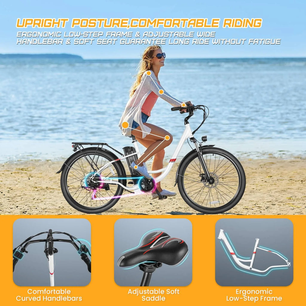 26 in. Electric Bicycle 500W 48V 7 Speed Gears Ebike Y668
