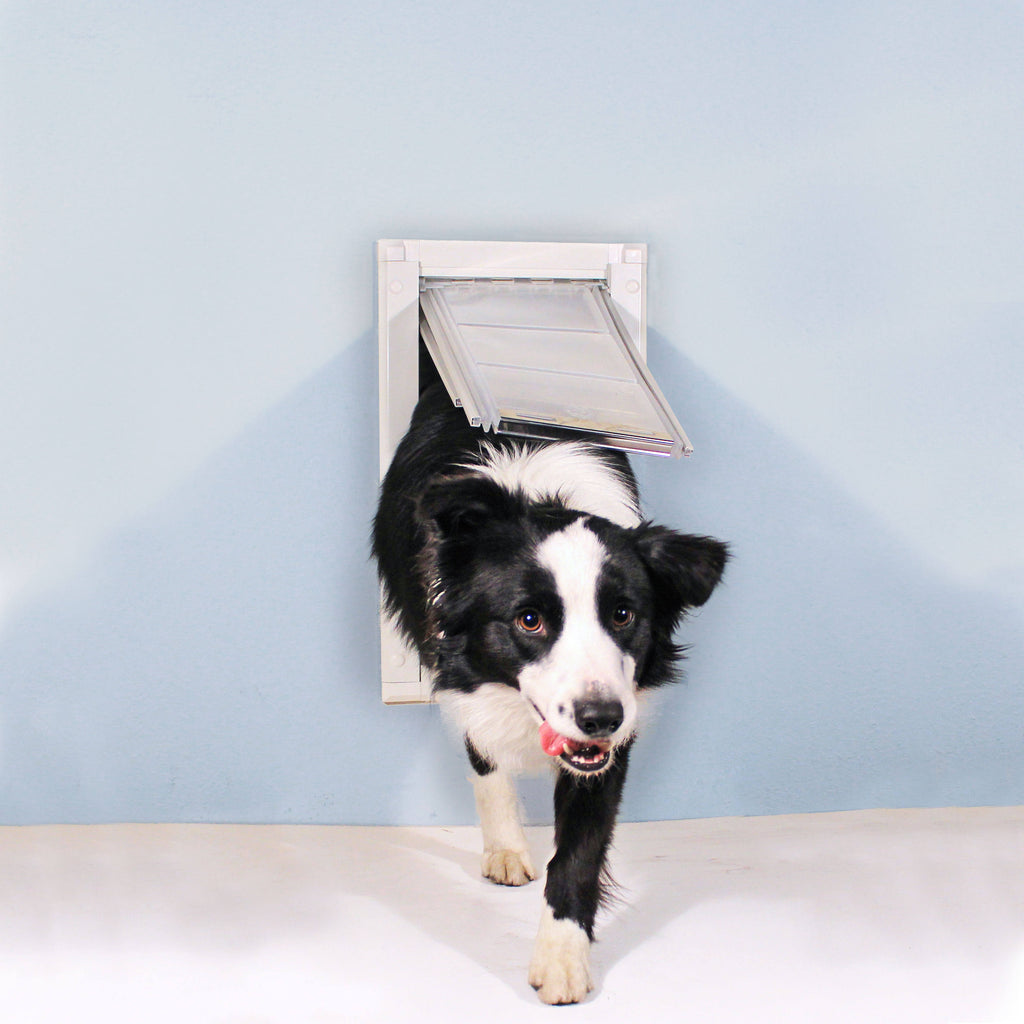 White Wall Mount Pet Door Medium Single Flap C65707