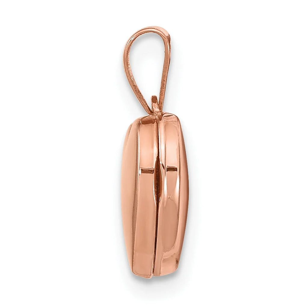 14K Rose Gold 10 mm Plain Heart Locket Pendant M656006