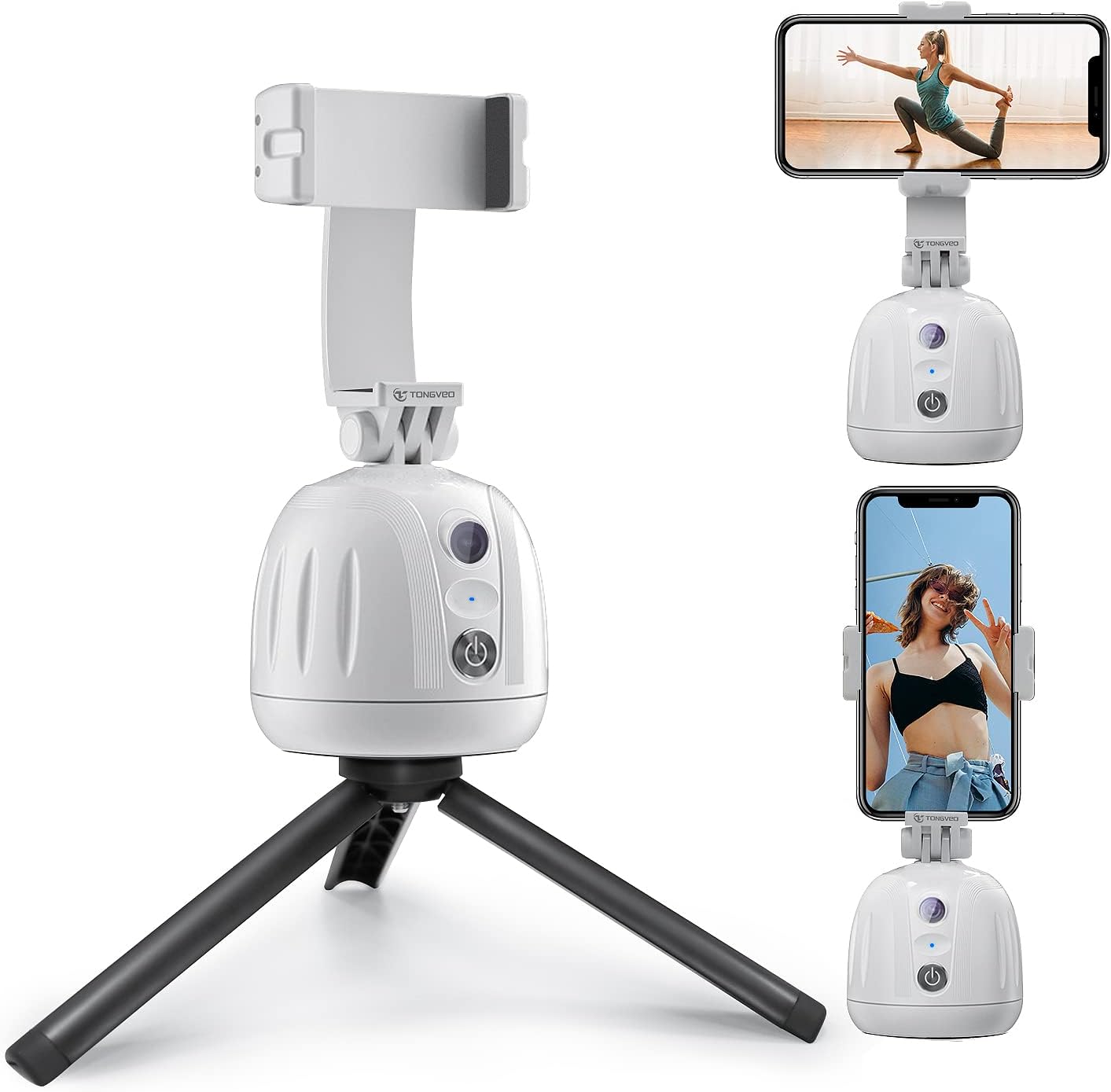 White 360° Rotation Phone Mount Tripod, Pack of 2 I342953