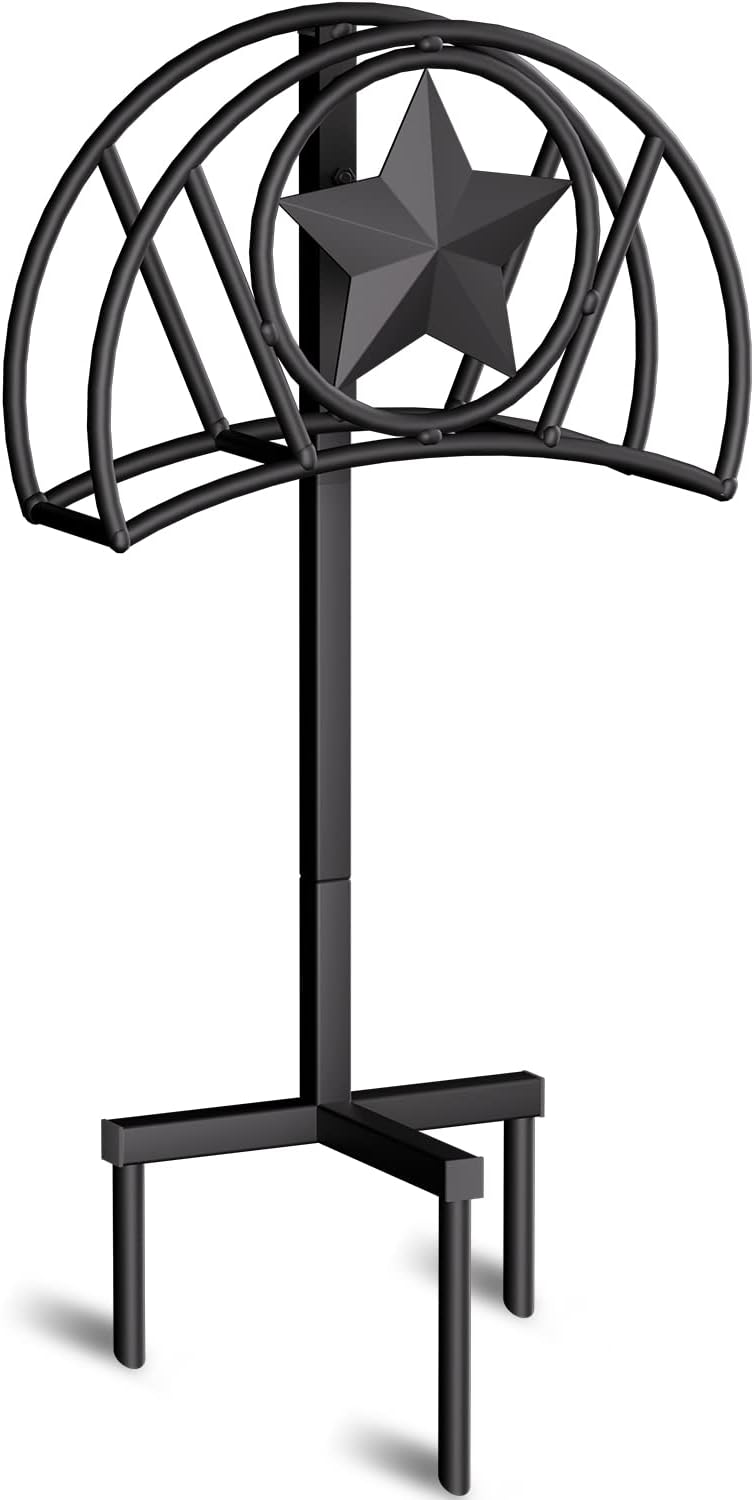 White Freestanding Metal Garden Hose Holder with Ground Stakes, Pack of 2 J749
