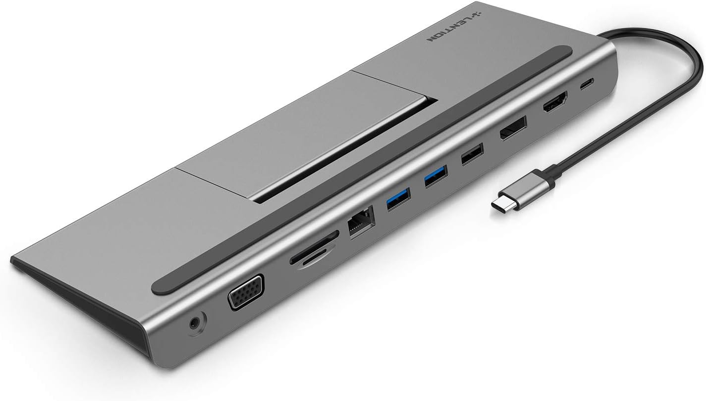 USB C Docking Station with 100W PD, 4K HDMI, DisplayPort, VGA, Ethernet, Card Reader, USB 3.0, USB 2.0, Aux Adapter U169