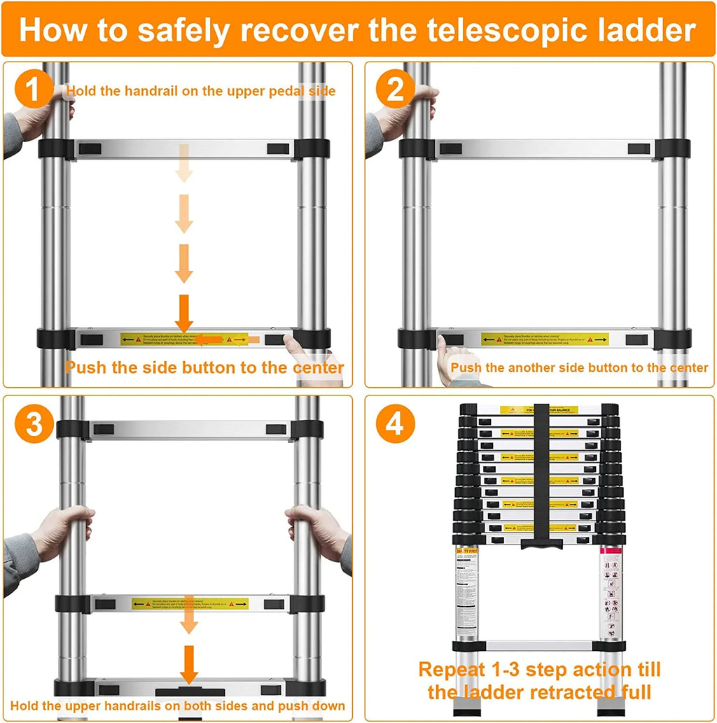 Telescoping Aluminum Extension Ladder, 330lbs Max Capacity V5384