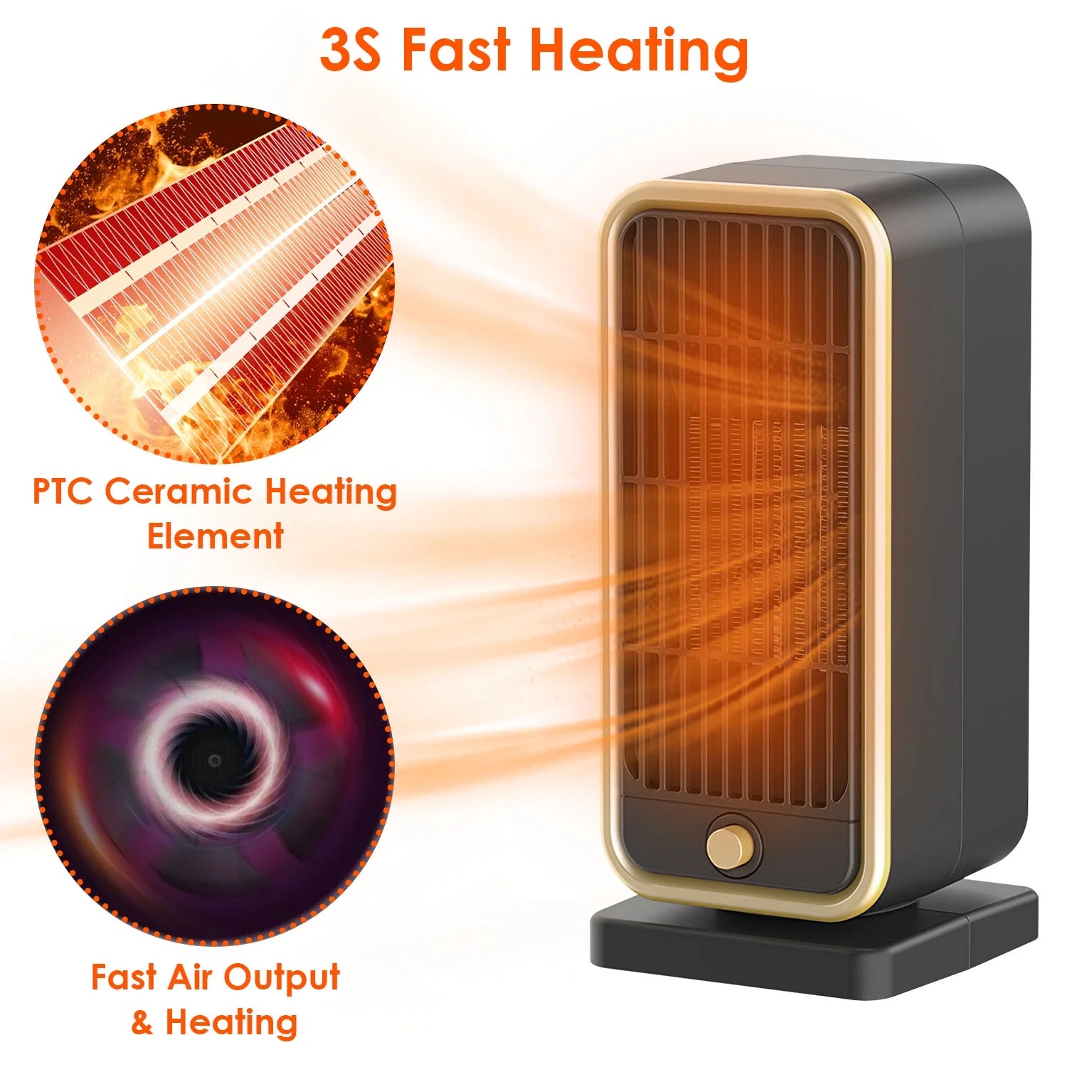 Portable 500W PTC Ceramic Space Heater G898