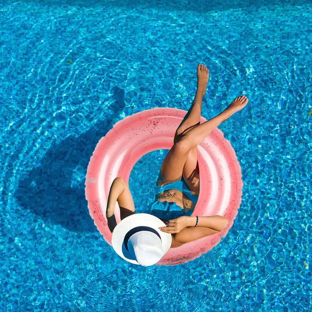 Transparent Glitter Inflatable Swimming Pool Float Ring K5490