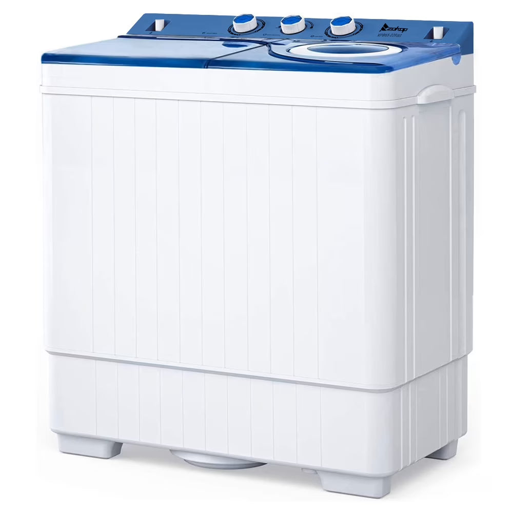 Semi-automatic Twin Tub Washing Machine with Built-in Drain Pump, 26Lbs, White&Blue H2835