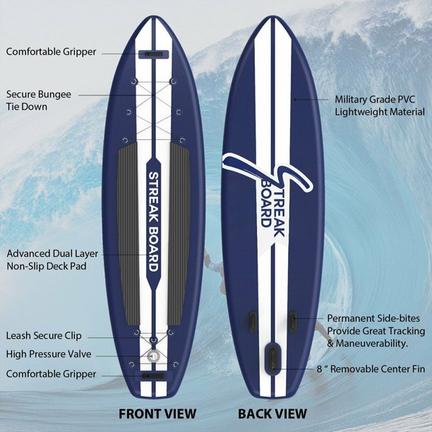 11ft Inflatable Stand Up Paddle Board with Aluminum Paddle, Leash, Backpack O2351