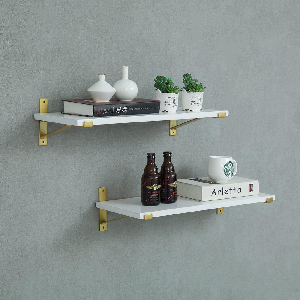 Rustic Wood Wall Shelf with Metal Bracket E41030