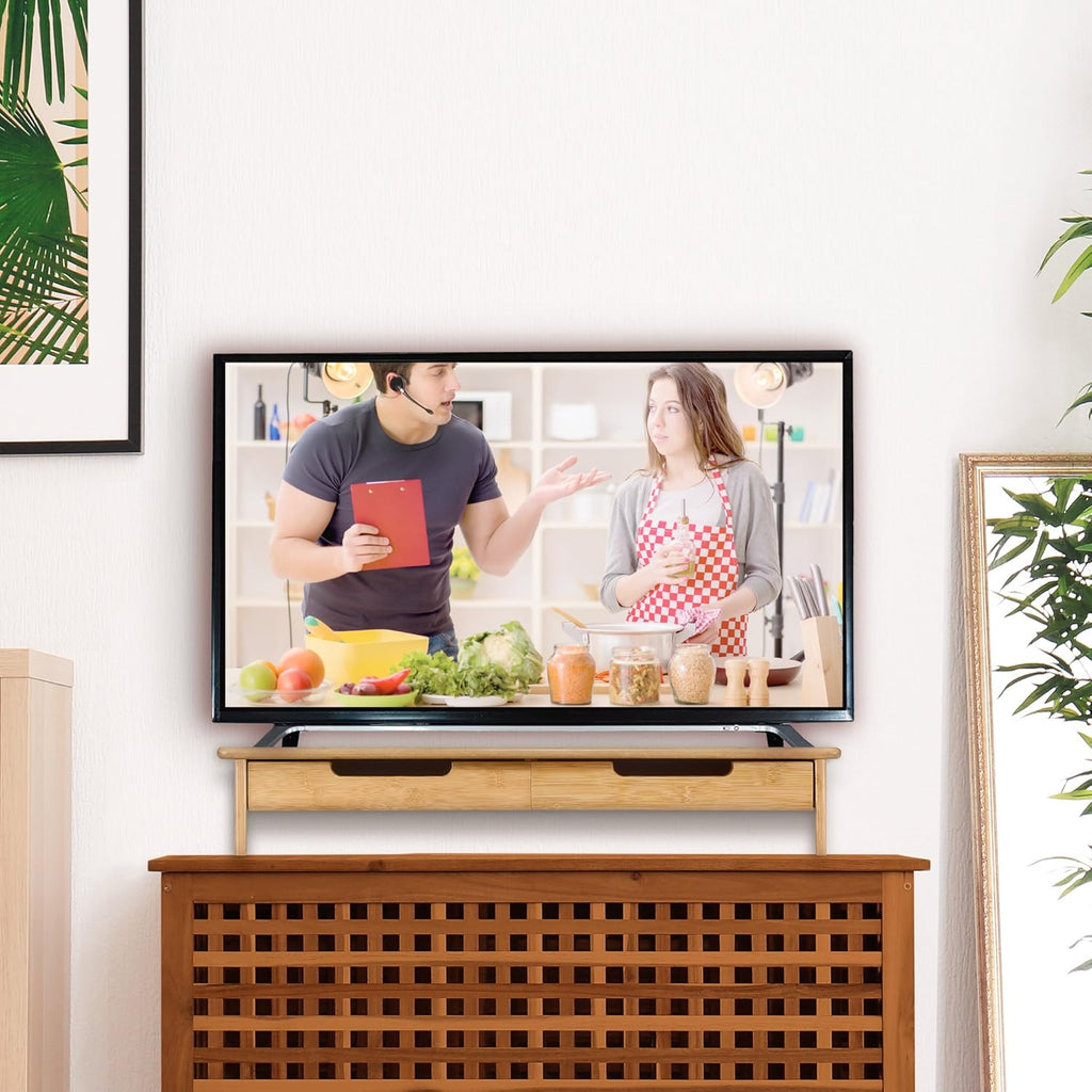 Bamboo TV/Monitor Stand and Riser with Dual Pull-Out Drawers, Extra Long 30” L112075