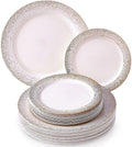 40 PC Disposable Dinnerware Set, 120 Servings, Ivory/Gold O1686