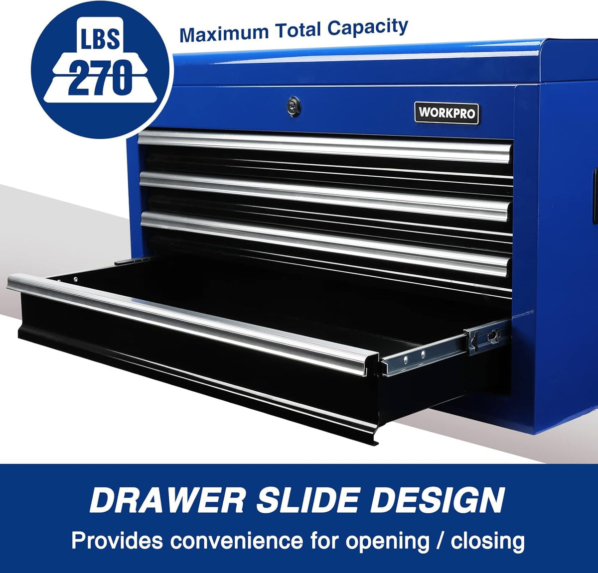 4-Drawer Metal Tool Storage Cabinet with Tray, Locking System, Drawer Liner X4439