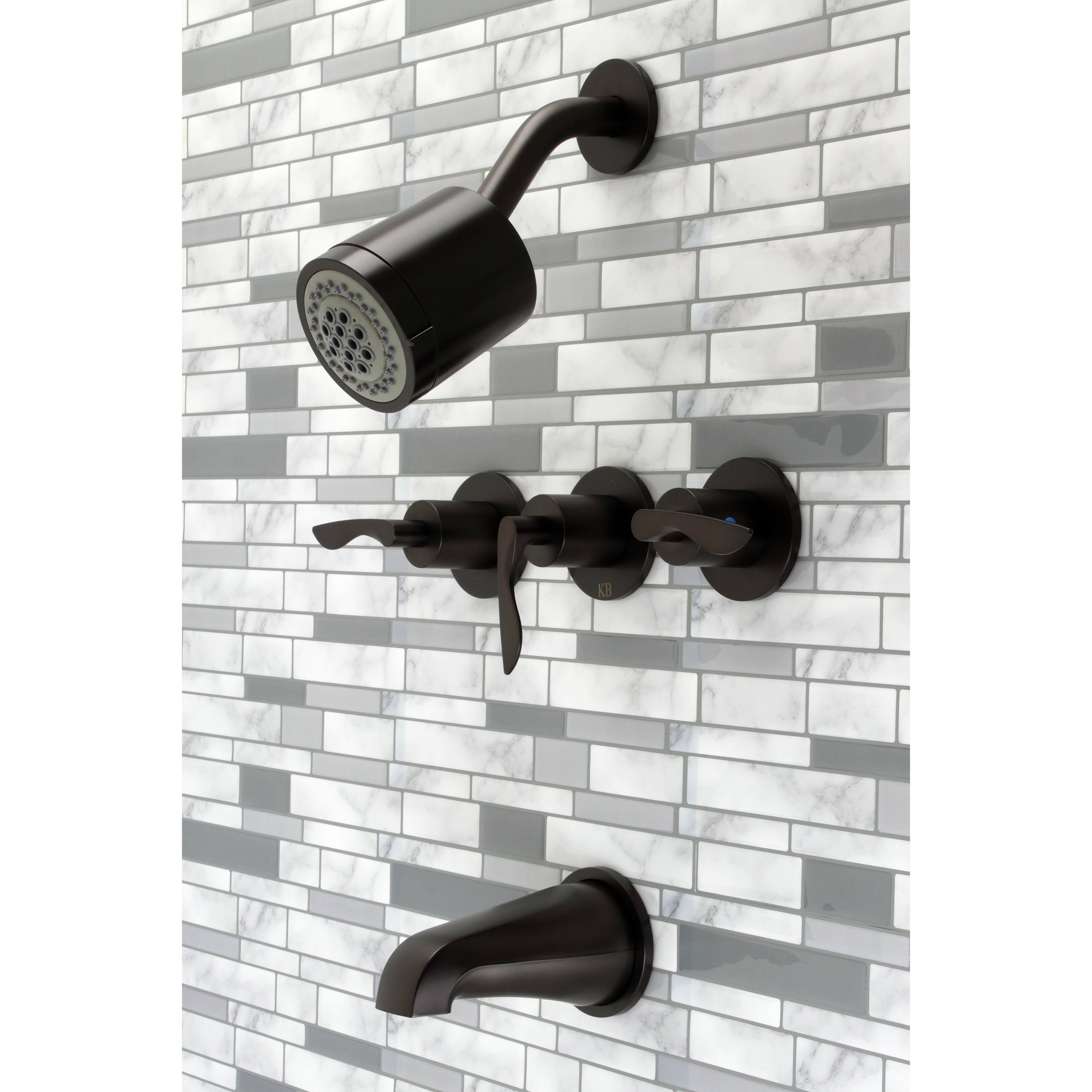 Three-Handle Tub & Shower Faucet Brushed Nickel P703369