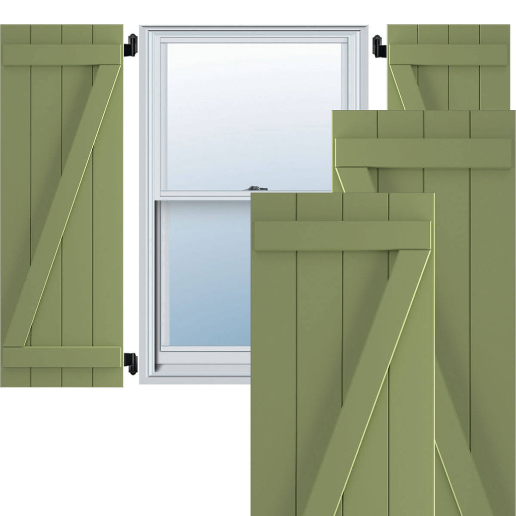 Moss Green PVC Board-n-Batten Shutters V961878