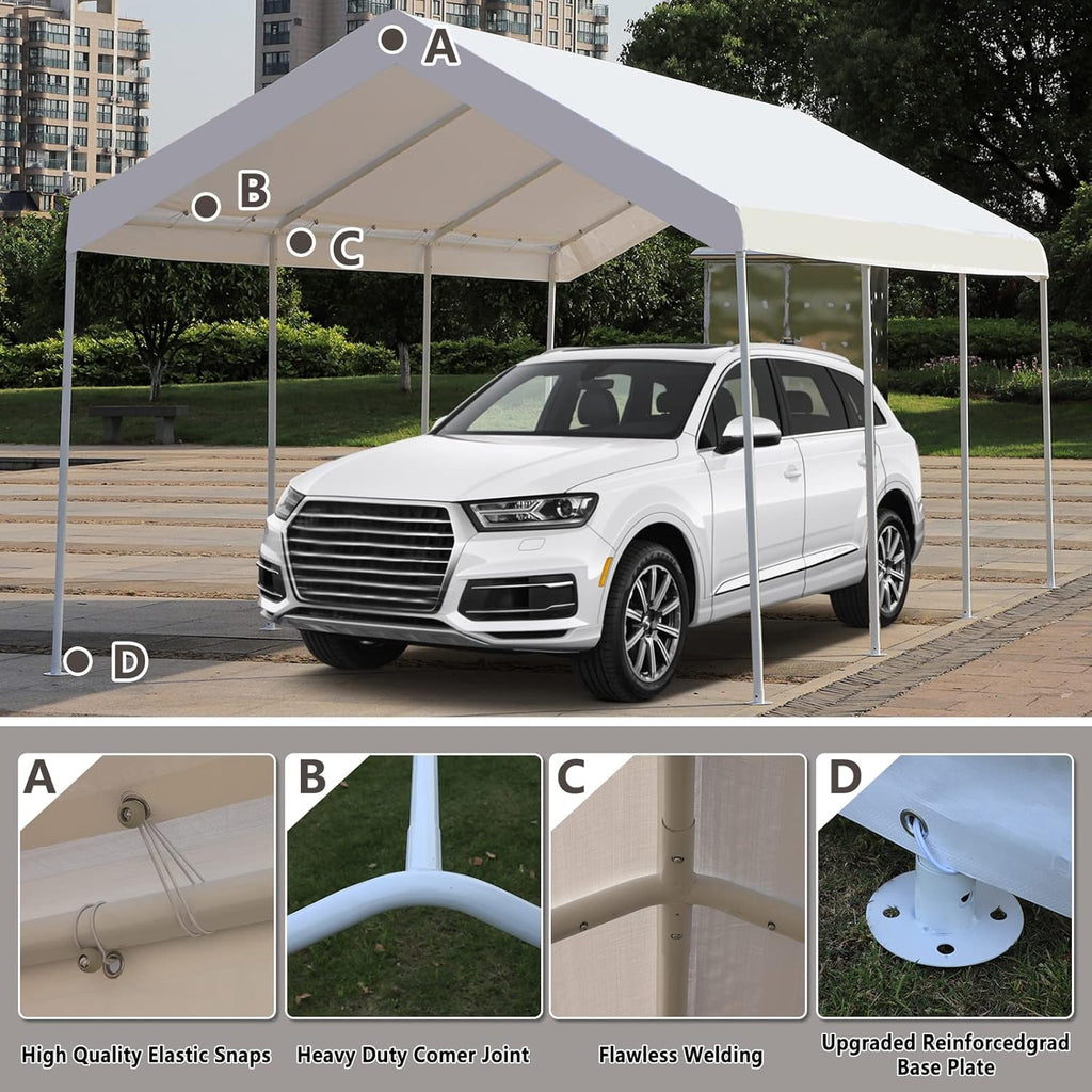 10x20 ft Heavy Duty Carport Car Canopy with Removable Sidewalls and Doors X233