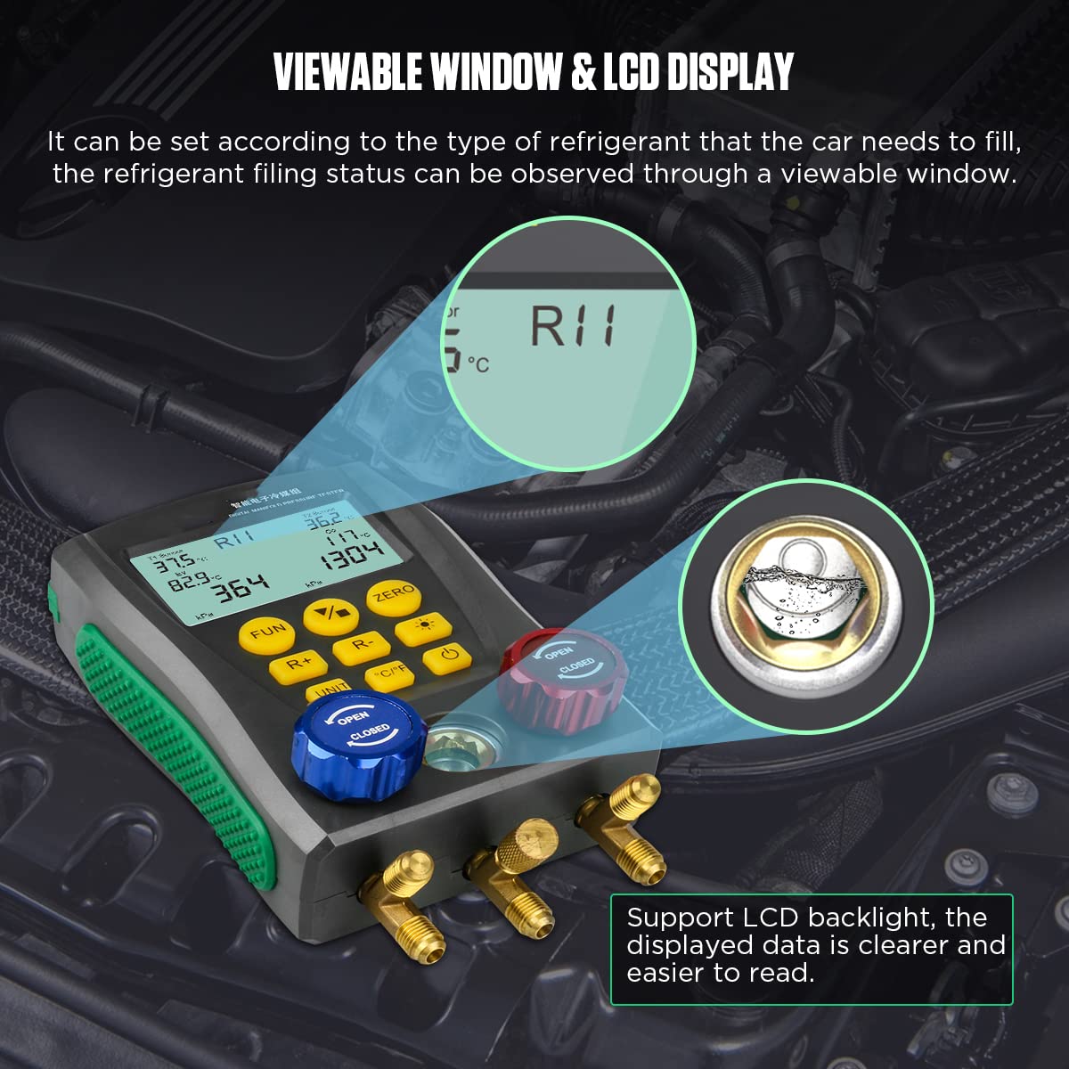 Digital Manifold Gauge Set with Hoses Y140034