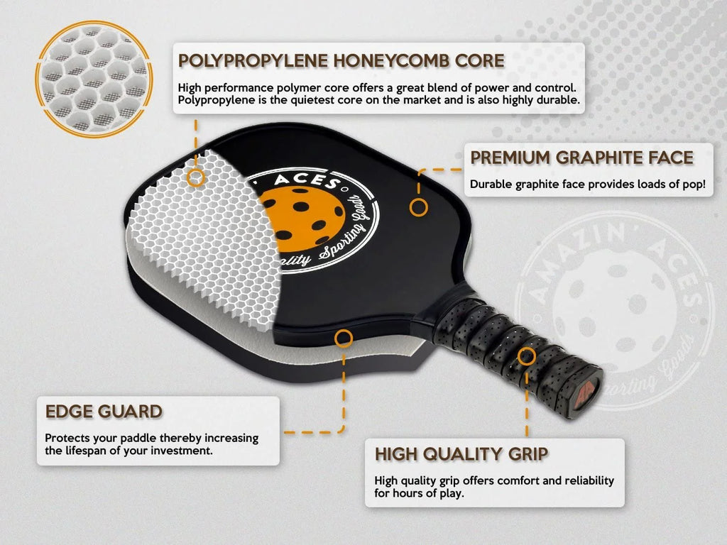 Two Graphite Pickleball Paddles Set with Four Balls and Mesh Carry Bag B79855