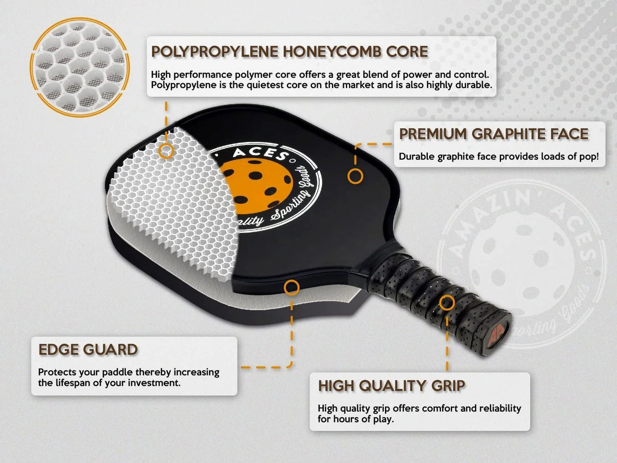 Two Graphite Pickleball Paddles Set with Four Balls and Mesh Carry Bag B79855