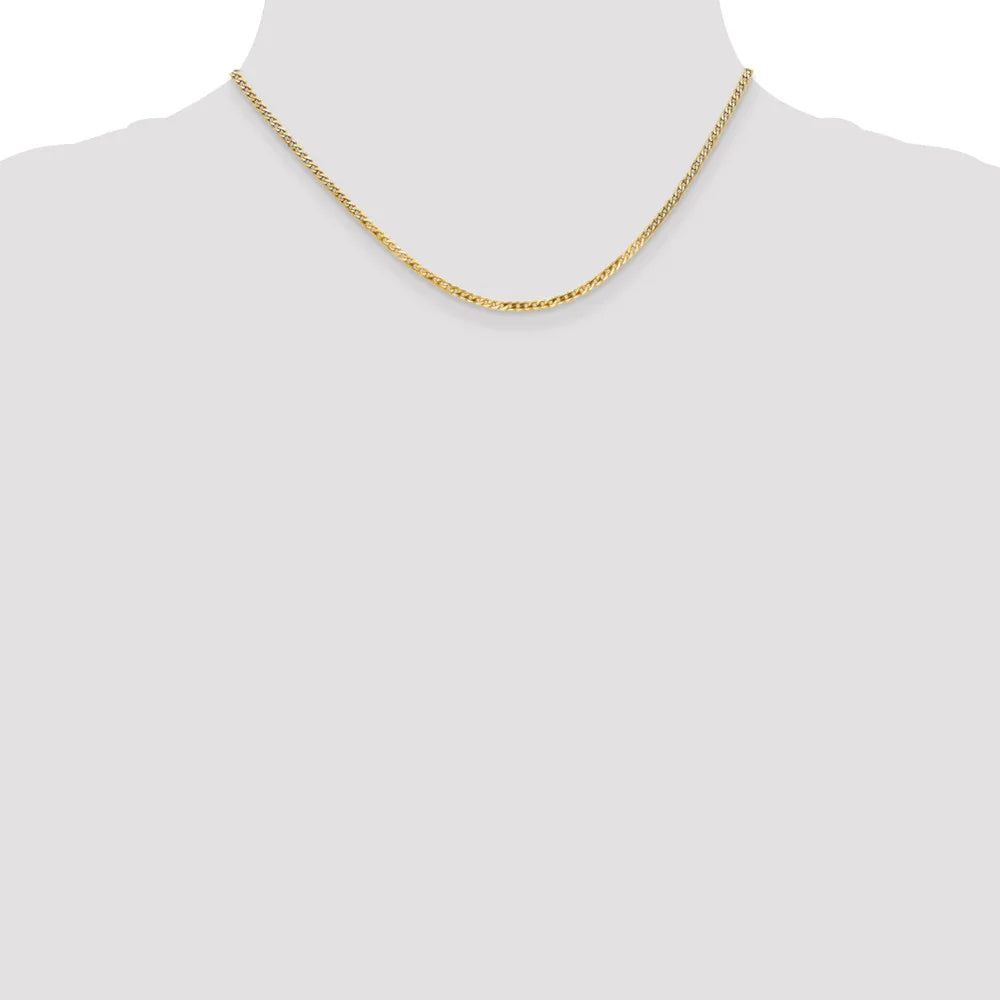 14kt Yellow Gold 2.2mm Flat Beveled Curb Chain 16 inch Lobster Clasp U419