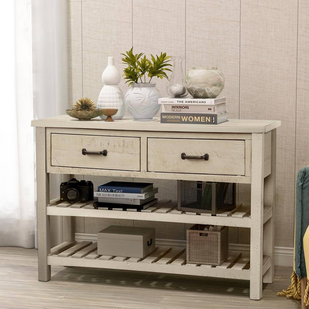 Gray Rectangle Wood Console Table with Drawers Q50991