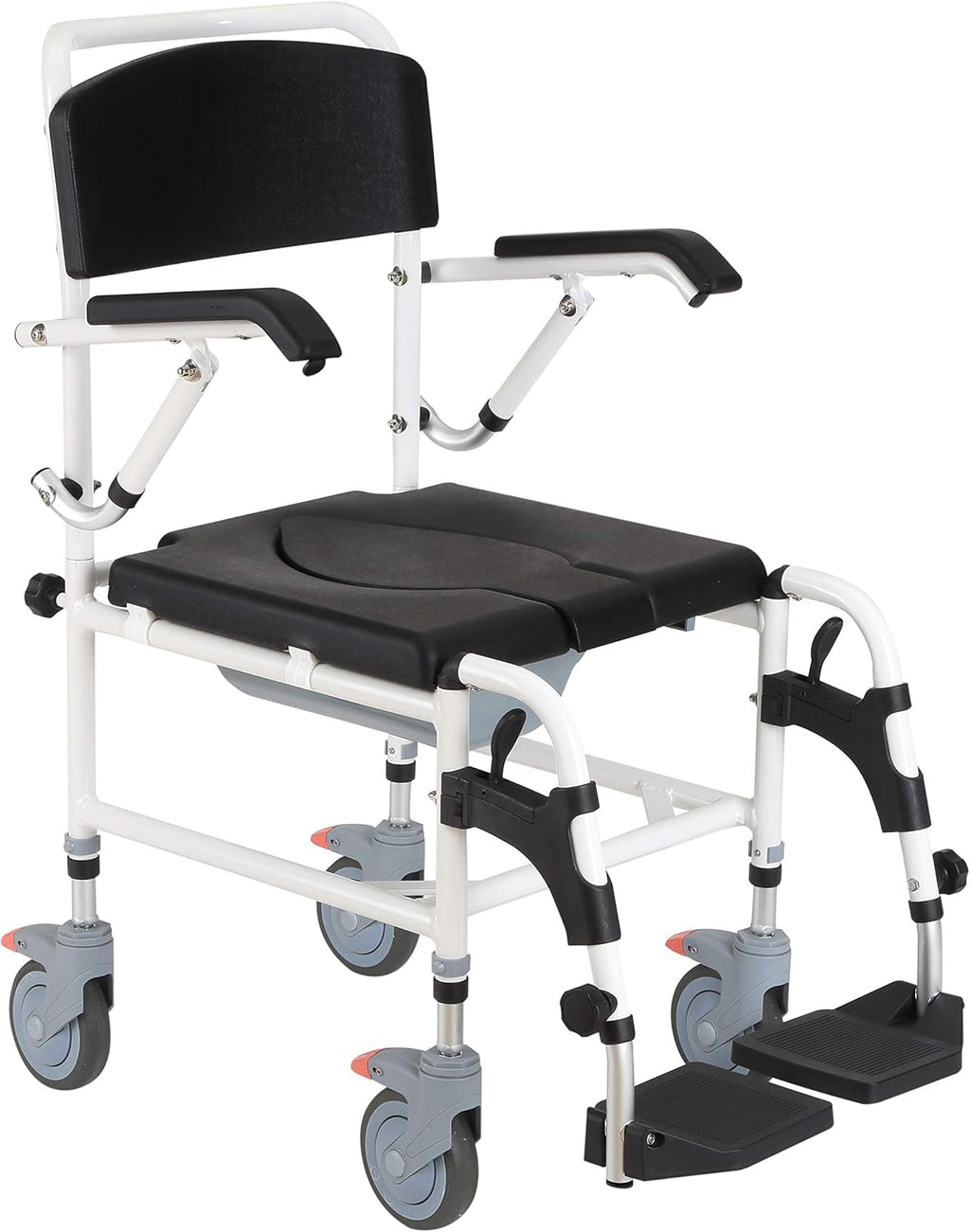 Blue Rolling Shower Commode Wheelchair with Detachable Bucket N427