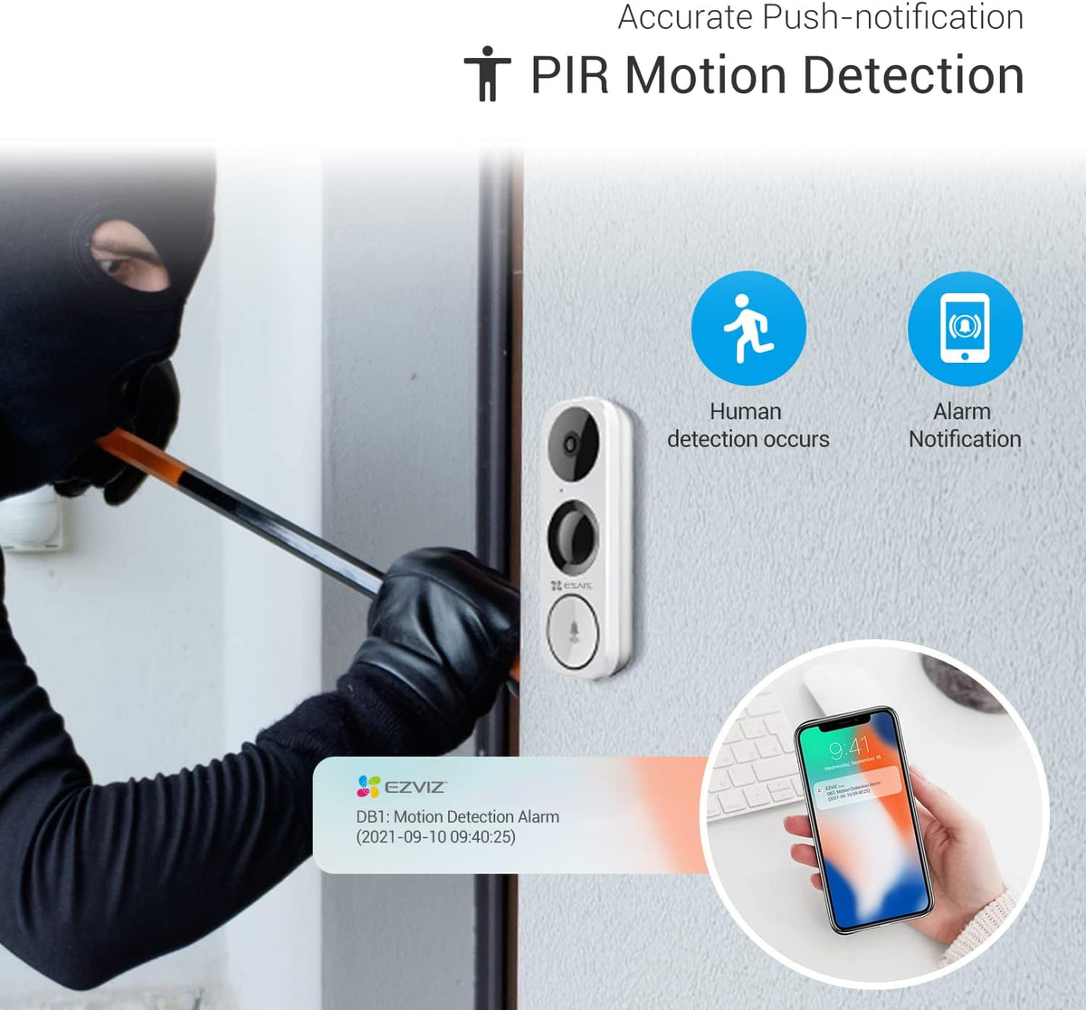 Wired WiFi Video Doorbell with Night Vision and Two-Way Talk M19384