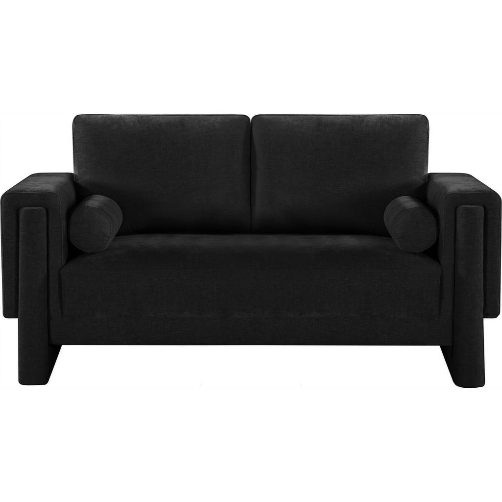 Black Chenille Fabric Loveseat M73806