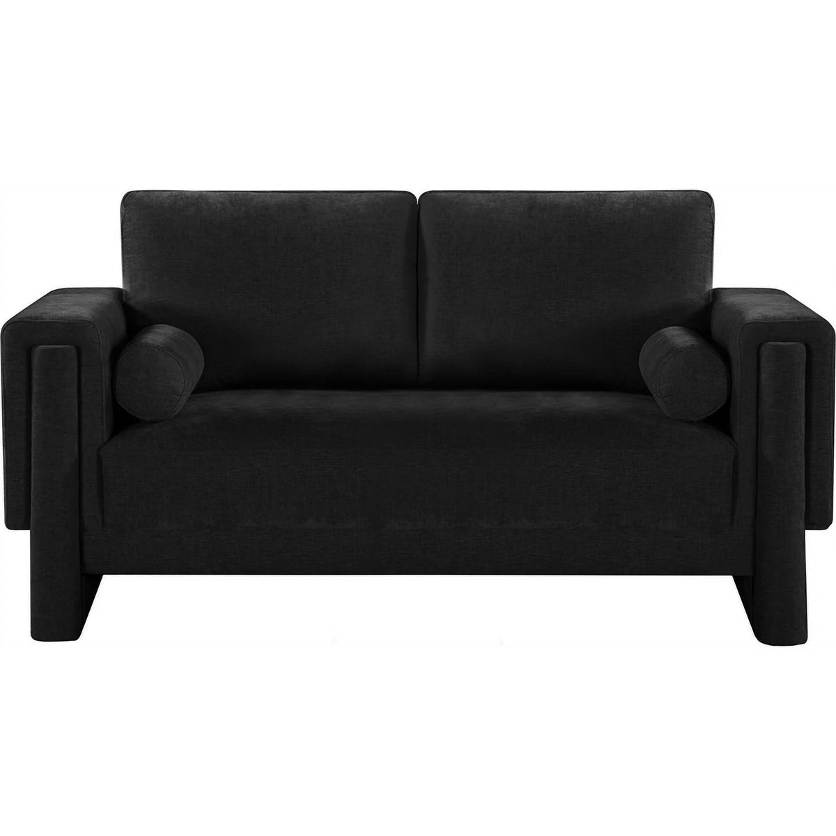 Black Chenille Fabric Loveseat M73806