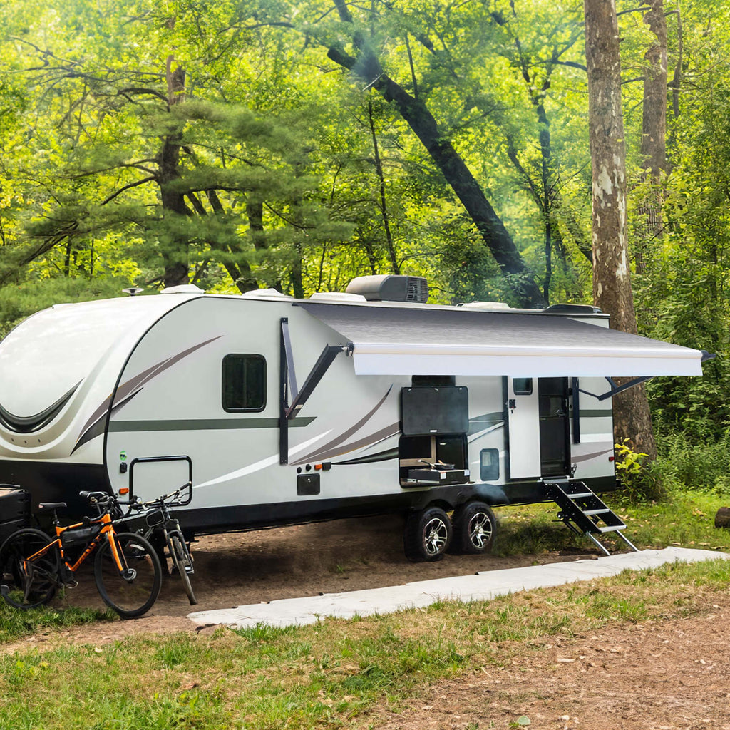 Retractable Motorized 20'X8' RV Patio Canopy Awning Black J255999