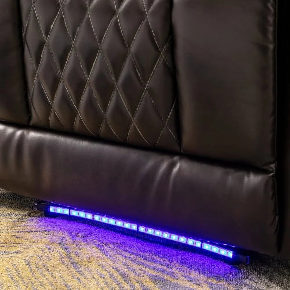 Brown Leather Power Recliner with USB Charging Port F226