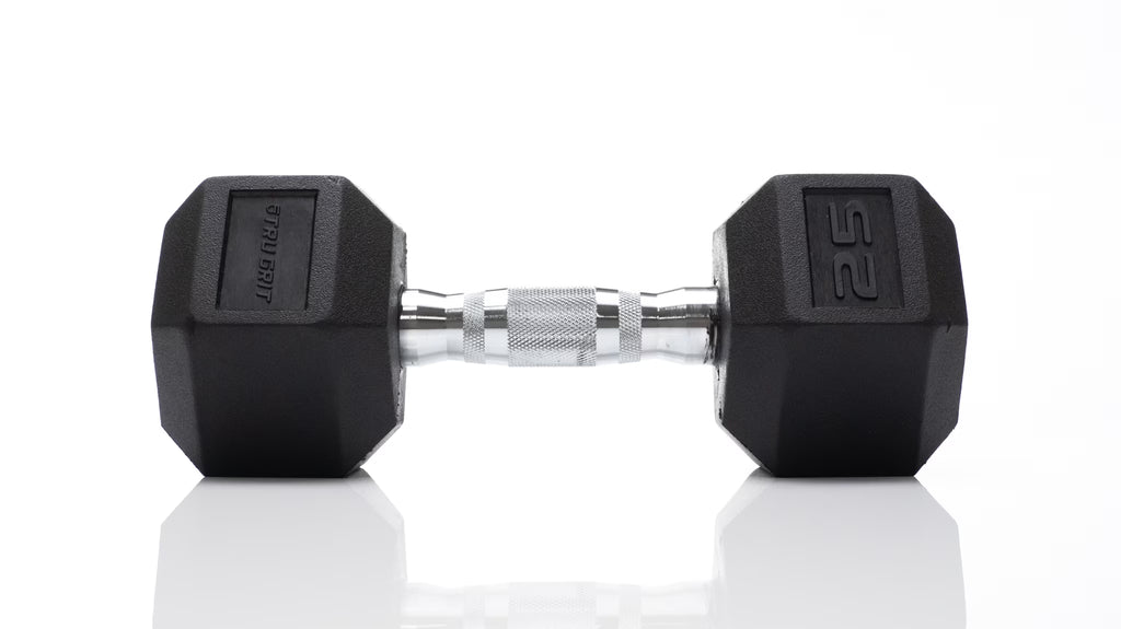 25 lb Black Hex Rubber Dumbbell C3438