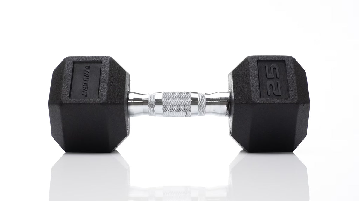 25 lb Black Hex Rubber Dumbbell C3438