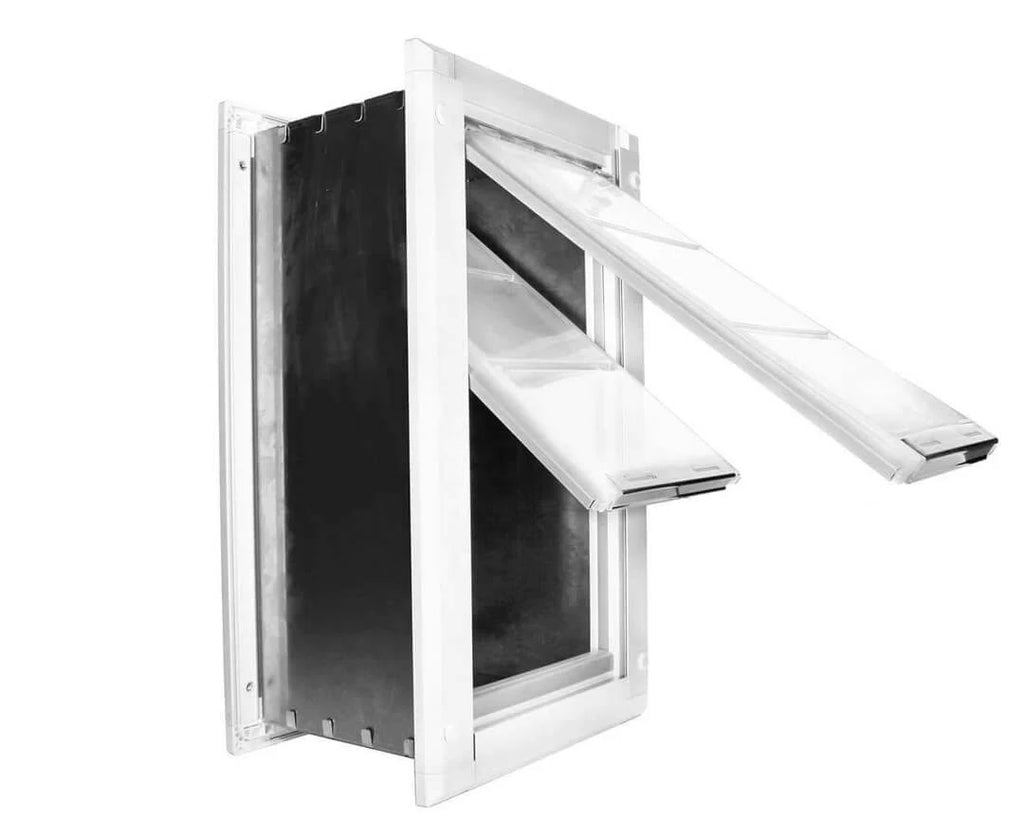 White Wall Mount Pet Door Medium Single Flap C65707