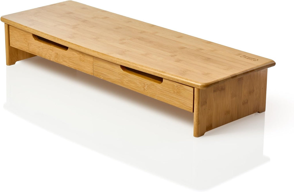 Bamboo TV/Monitor Stand and Riser with Dual Pull-Out Drawers, Extra Long 30” L112075