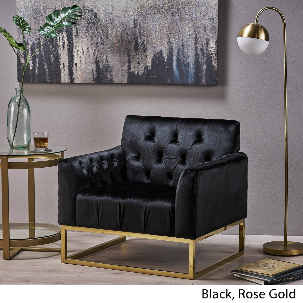 Black Velvet Arm Chair W247