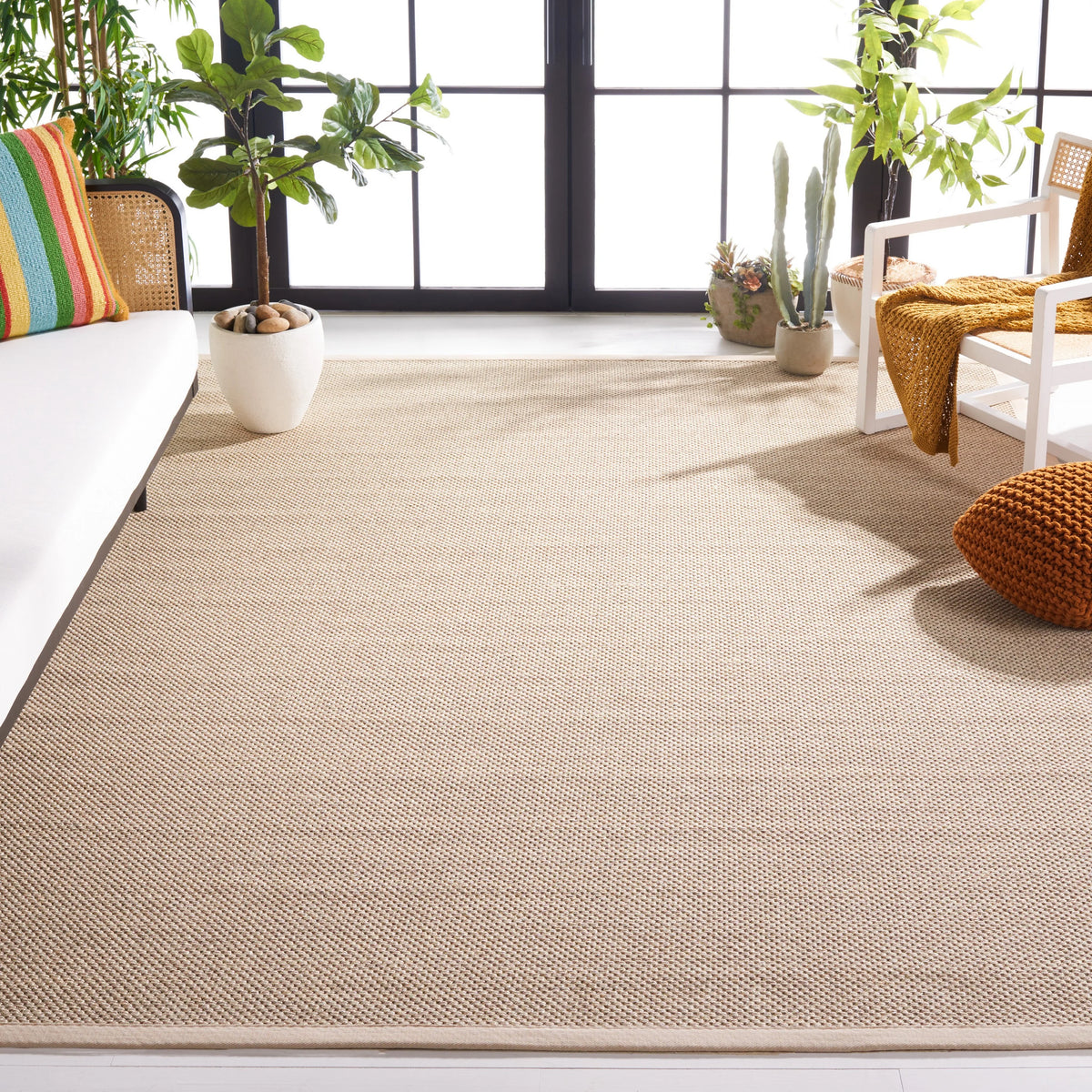 Natural Fiber Seagrass Area Rug, Marble/Beige, 9' x 12' C555