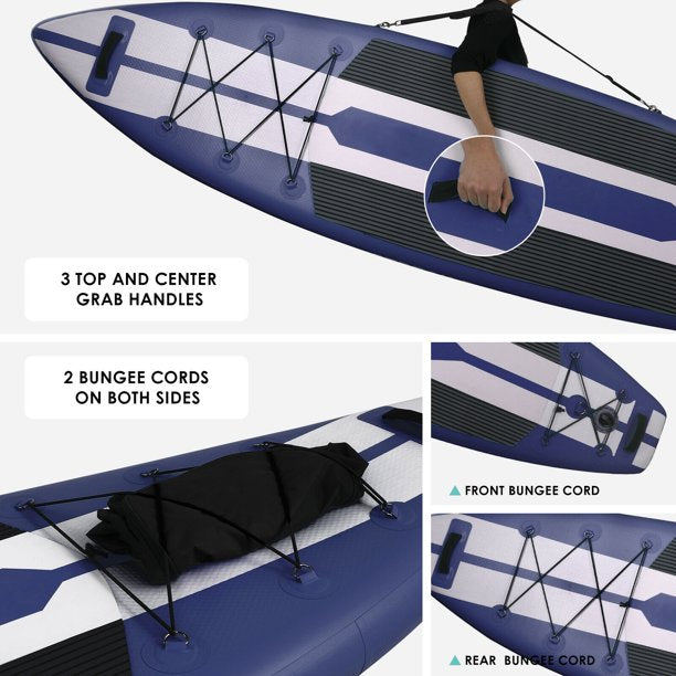 11ft Inflatable Stand Up Paddle Board with Aluminum Paddle, Leash, Backpack O2351