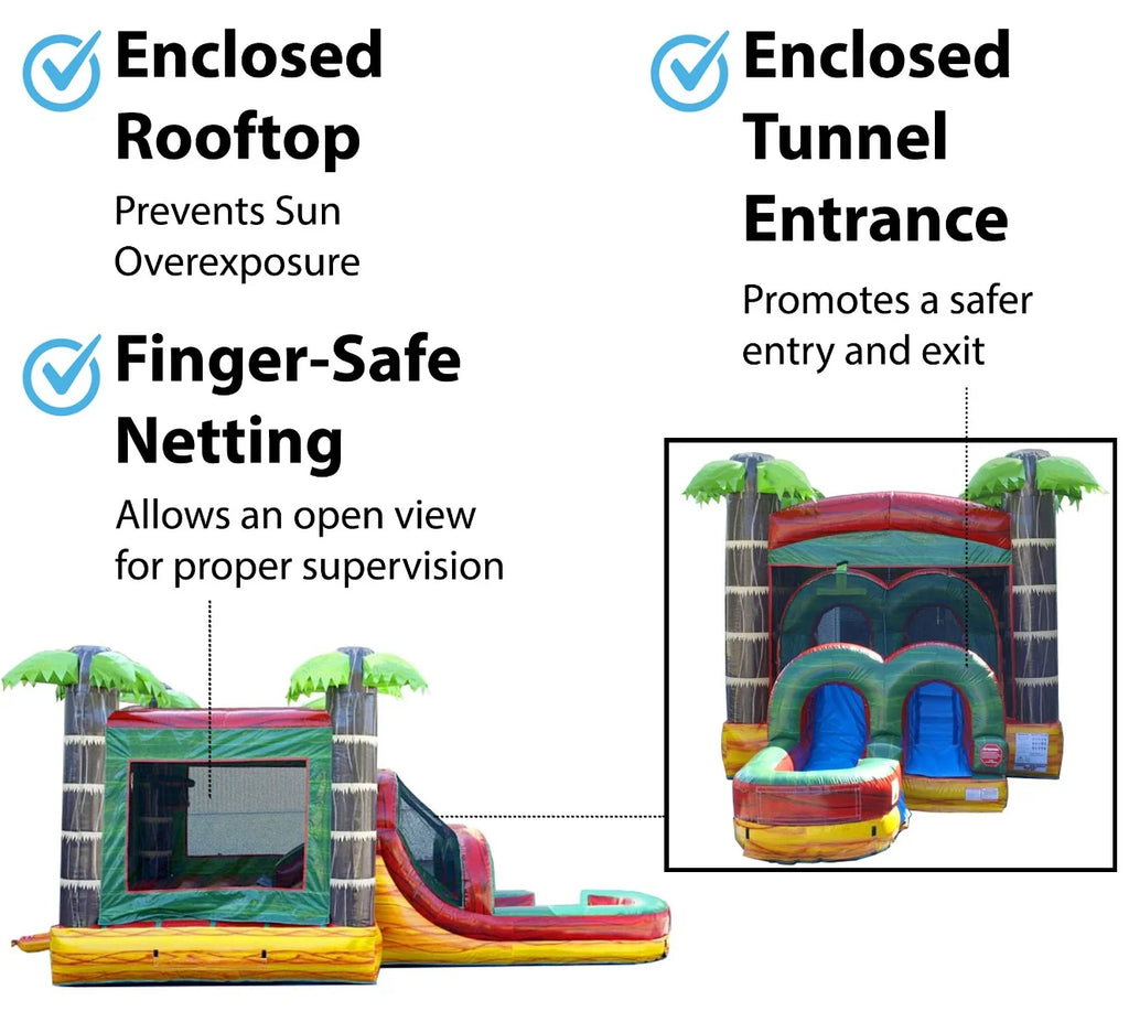 Tropical Fire Marble Kids Inflatable Water Slide Bounce House Combo with Blower S12339