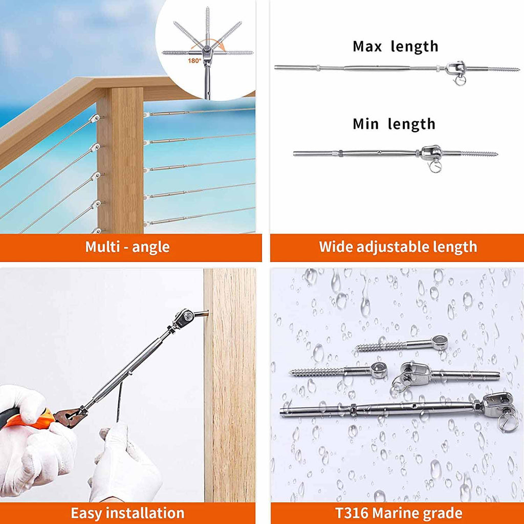 20 Set Stainless Steel Cable Railing Kits X26865