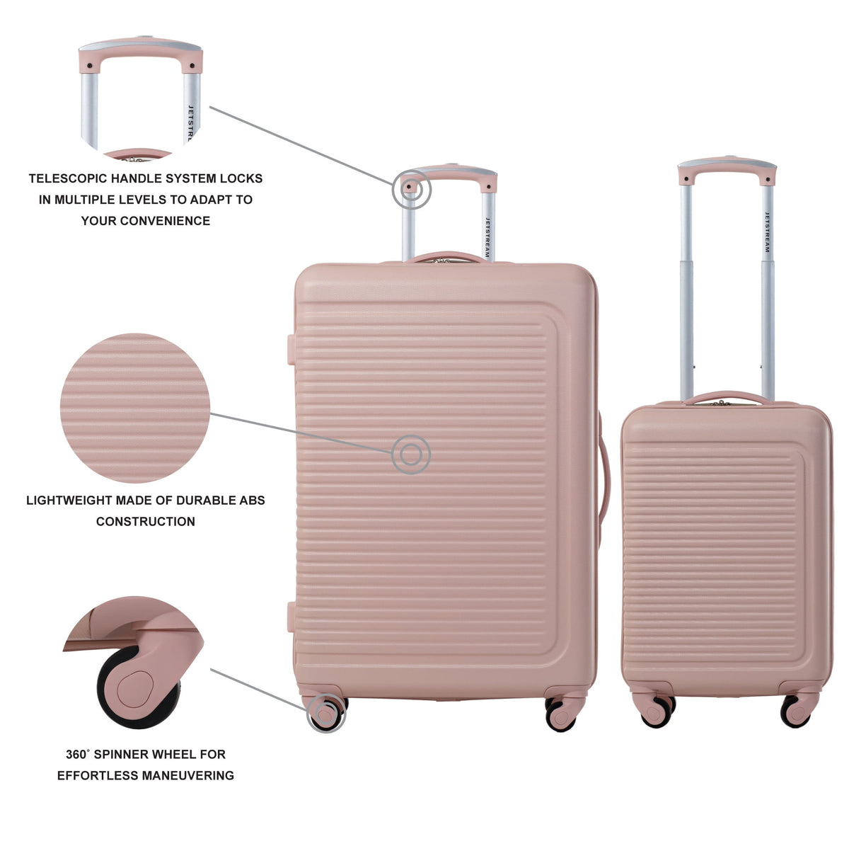 5pc Hardside Rolling Spinner Upright Set with Packing Cubes, Blush O92818