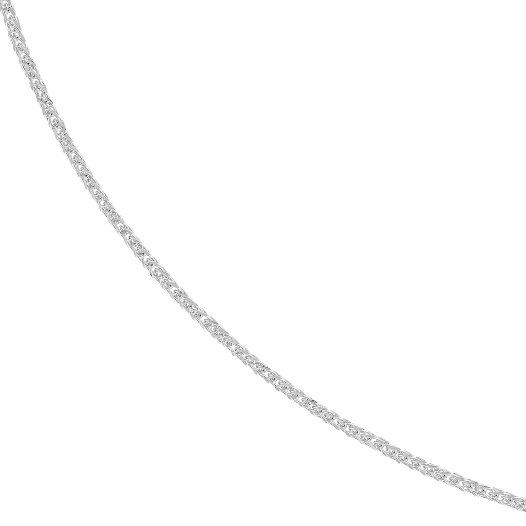 14K White Gold 18" 1.15mm Adjustable Square Wheat Chain Necklace L620