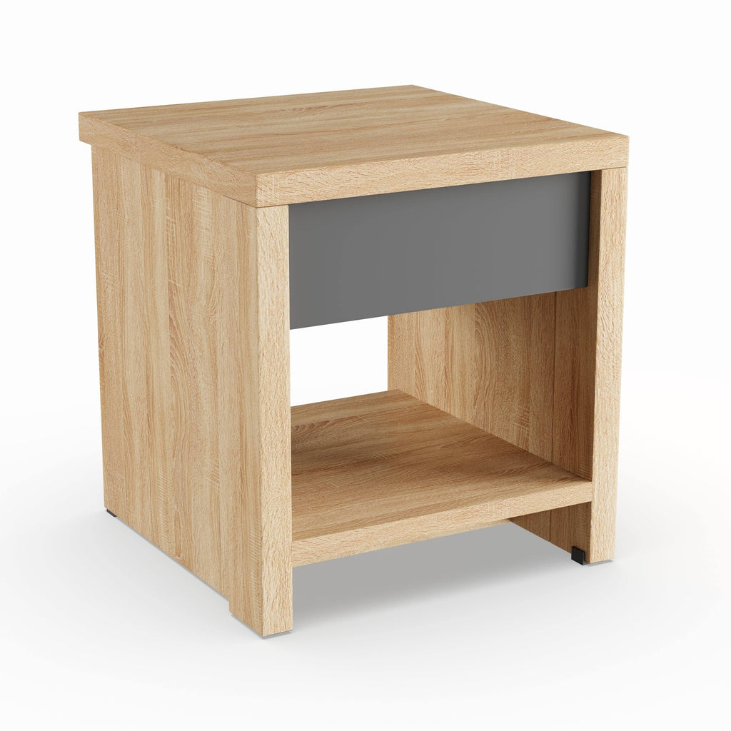 Two-Tone Oak and Grey Wood 1-Drawer Nightstand K840