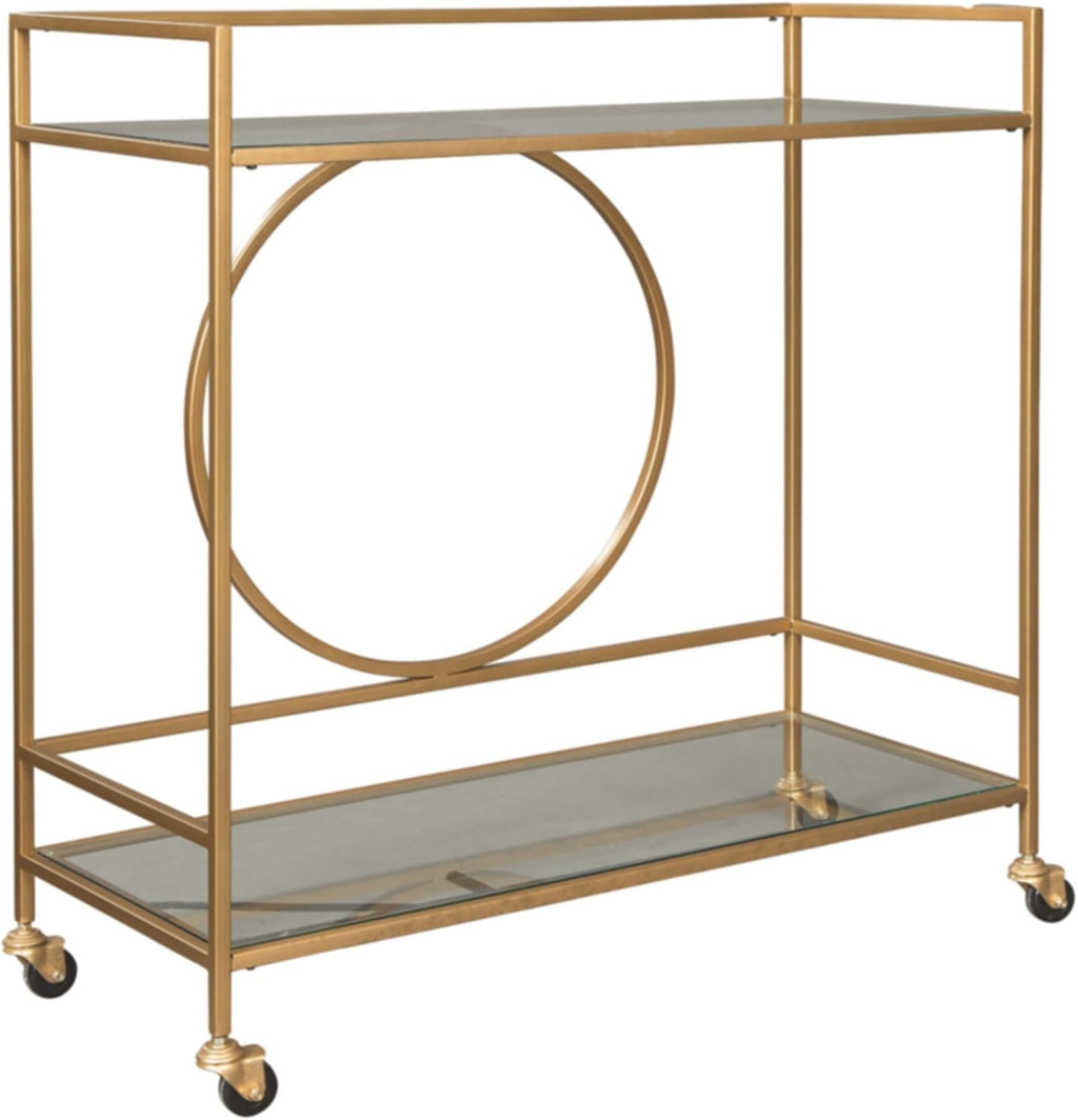 Gold Metal Bar Cart with Caster Wheels F3589