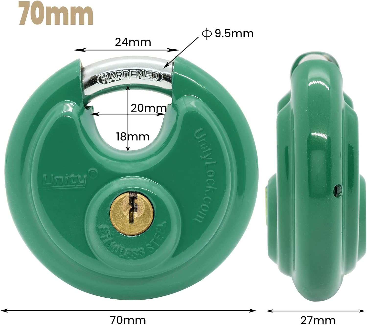 Green Disc Padlock 2-3/4" (70mm) (50) L8833