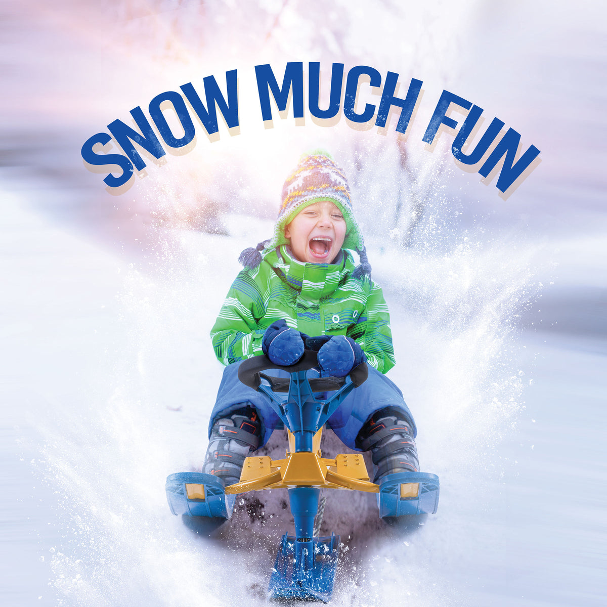 Snow Sled with Padded Steering Wheel, Twin Brakes & Pull Rope P258044