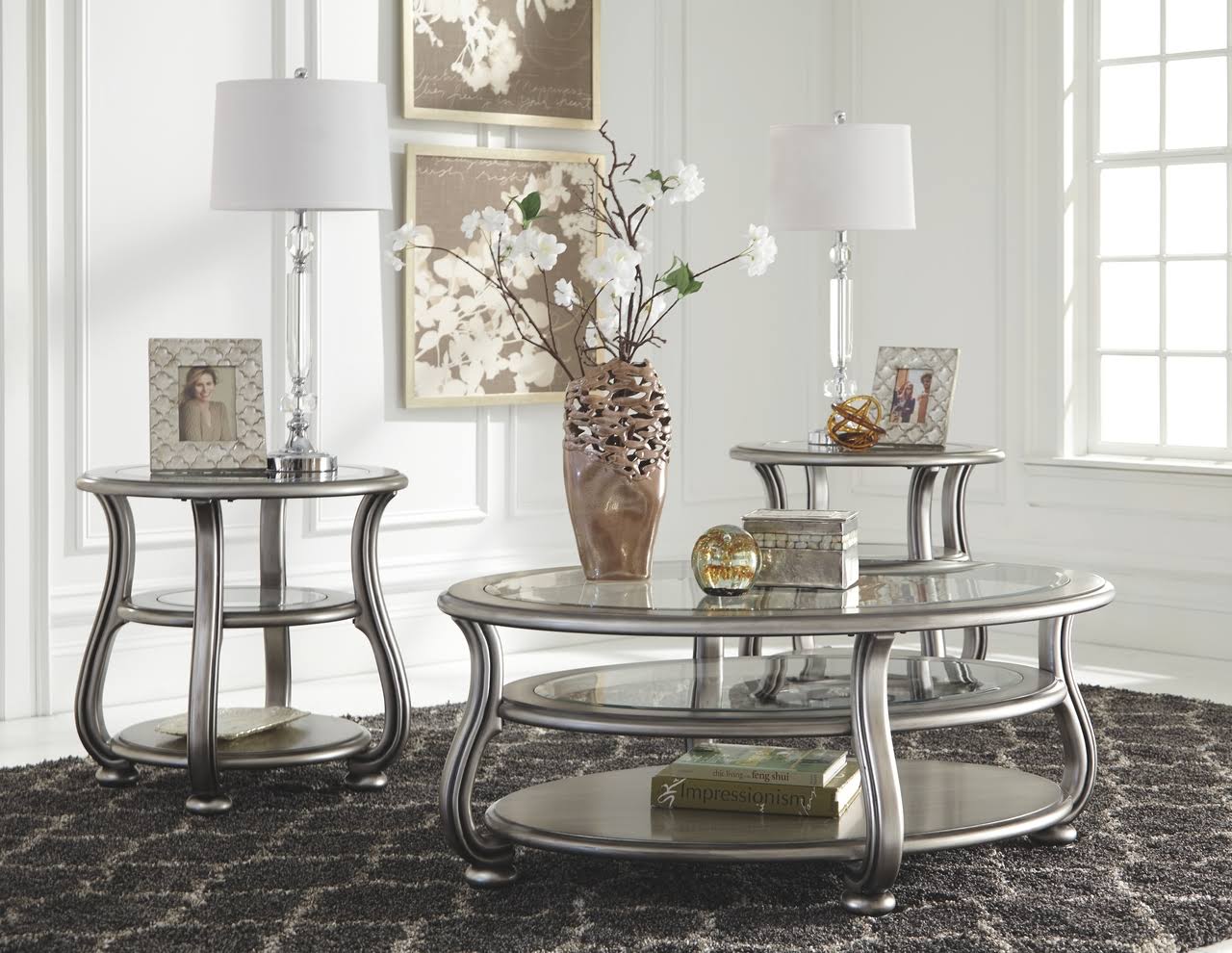 Silver Glass Accent Console Table R63244