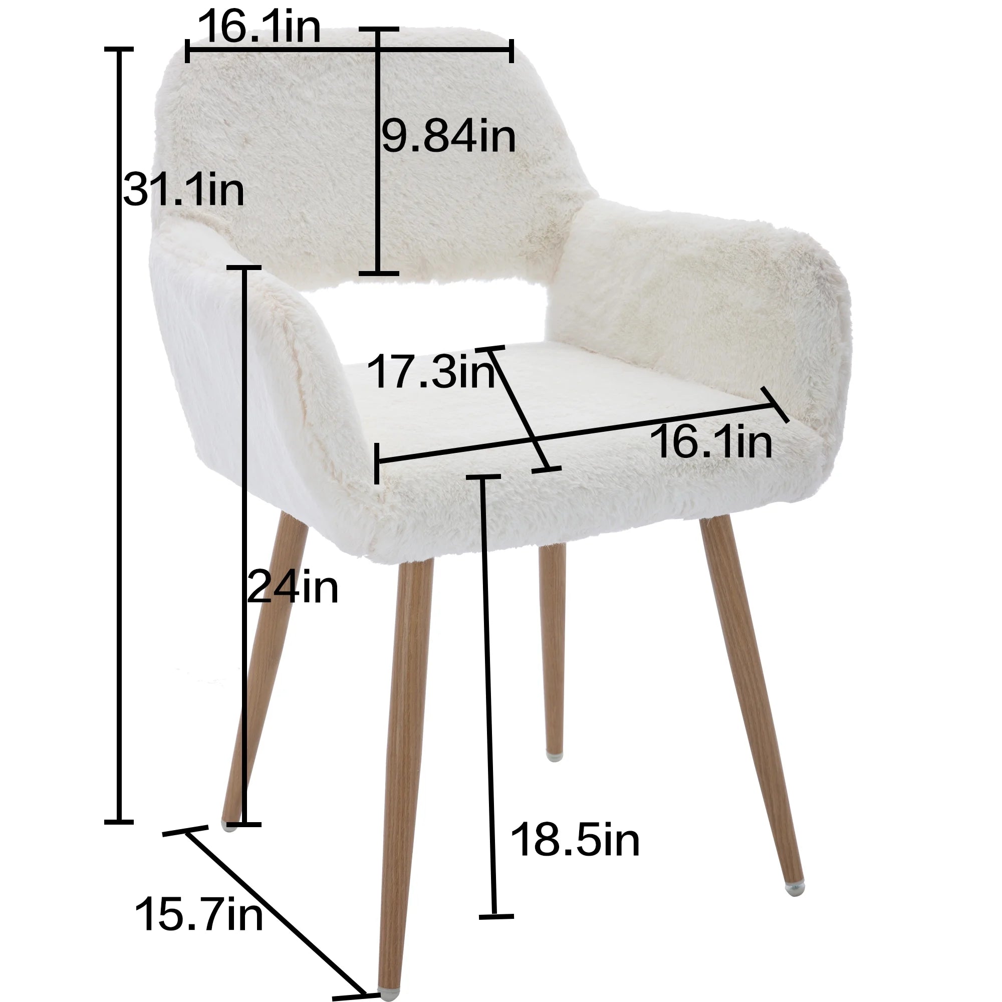 Faux Fur Dining Chairs with Solid Steel Leg Q791