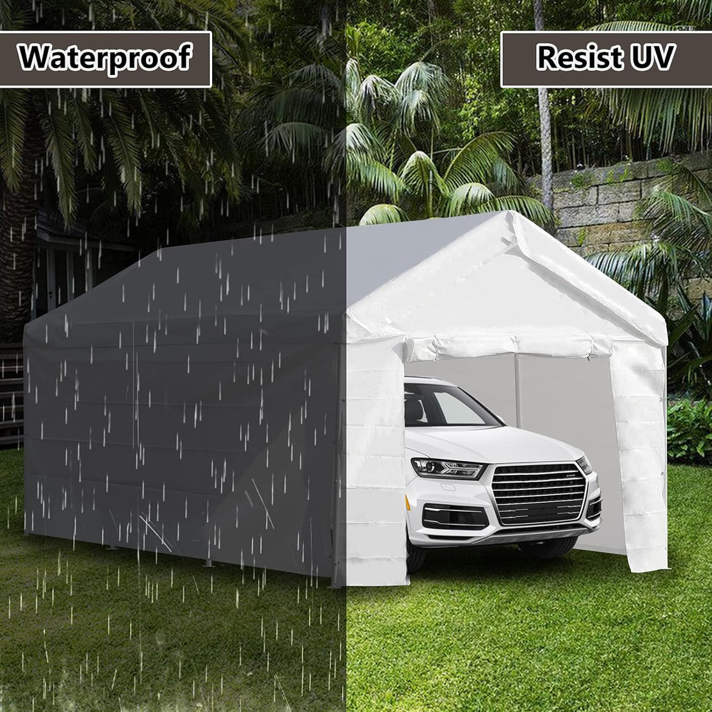 10x20 ft Heavy Duty Carport Car Canopy with Removable Sidewalls and Doors X233