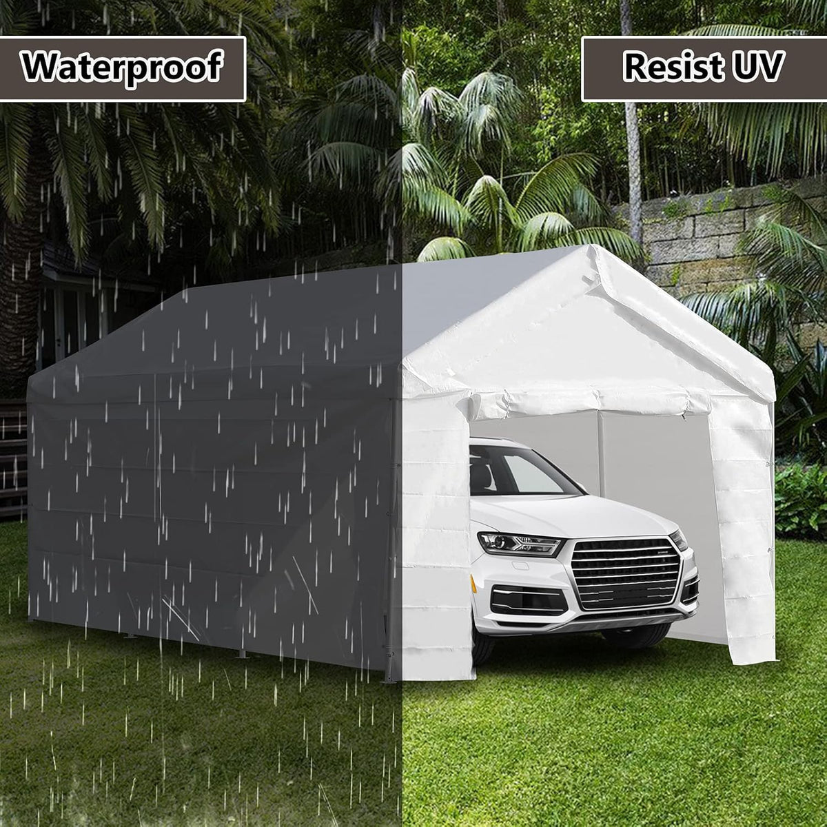 10x20 ft Heavy Duty Carport Car Canopy with Removable Sidewalls and Doors X233